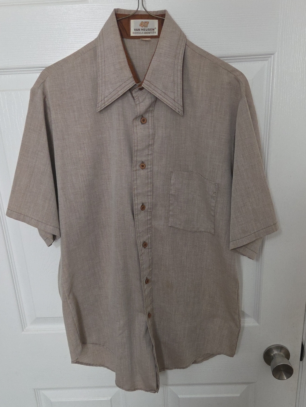 Van Heusen Men's Short Sleeve Button-Down Shirt - Taupe